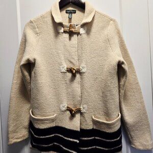 LAUREN JEANS CO. Women's Lambswool Blend Toggle Buttons Cardigan - Sze Large